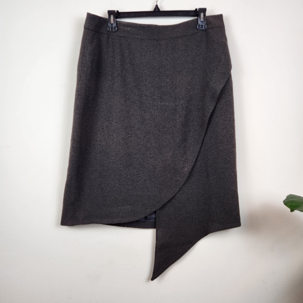 Giorgio Armani Asymmetrical Dark Gray Wrap Skirt